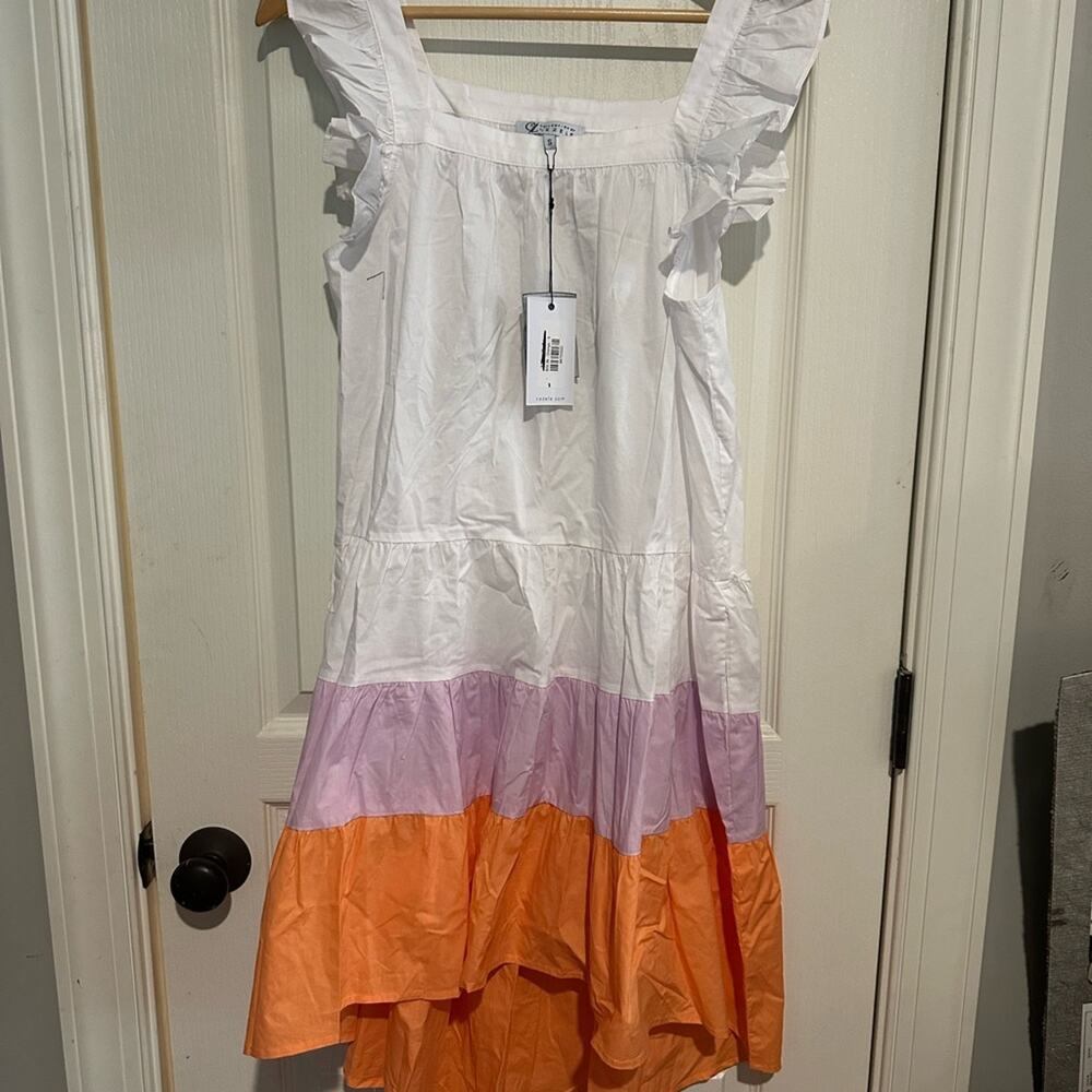 Collection B Asymmetrical White, orange and Purple Sundress